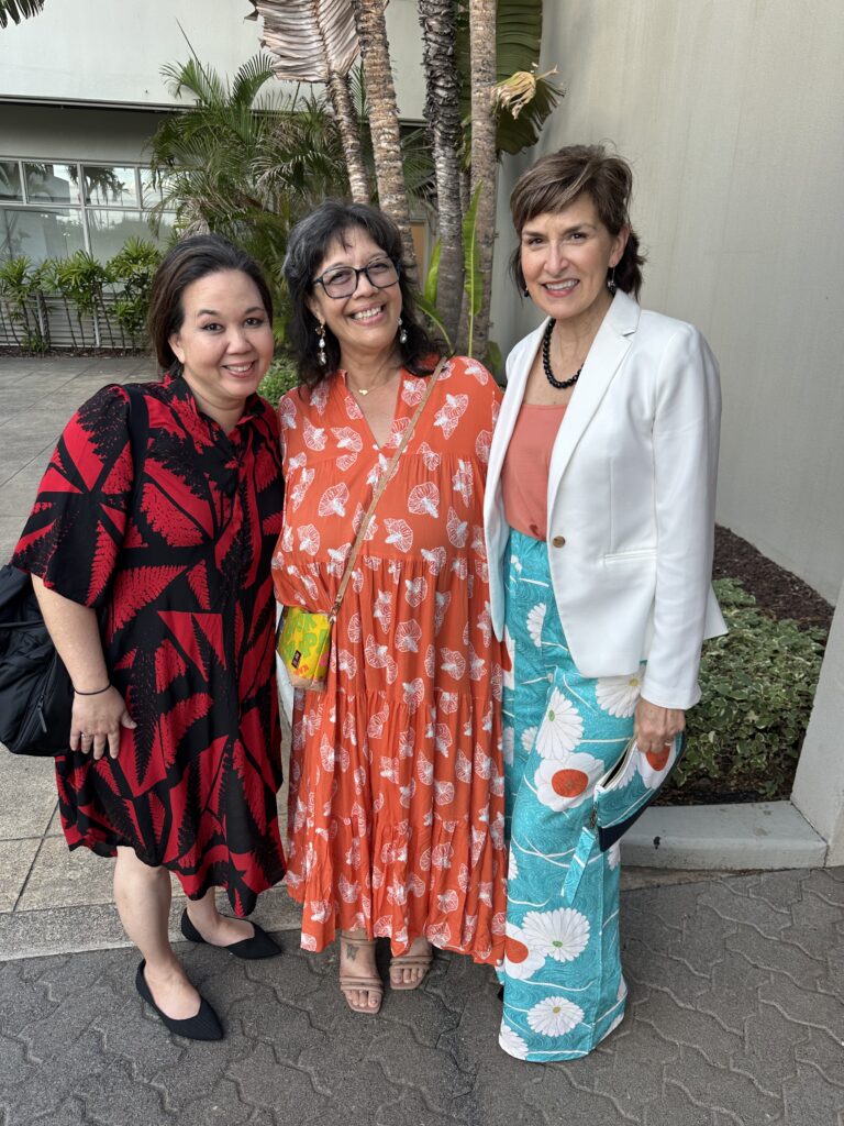 Congresswoman Jill Tokuda Archive Director Melanie Agrabante and Deidre Tegarden
