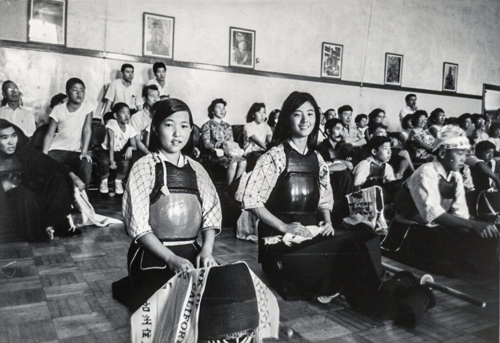 Kodama, left, in 1965 at age 10 at a kendo tournament in Koyasan Buddhist Temple in Little Tokyo, Los Angeles.