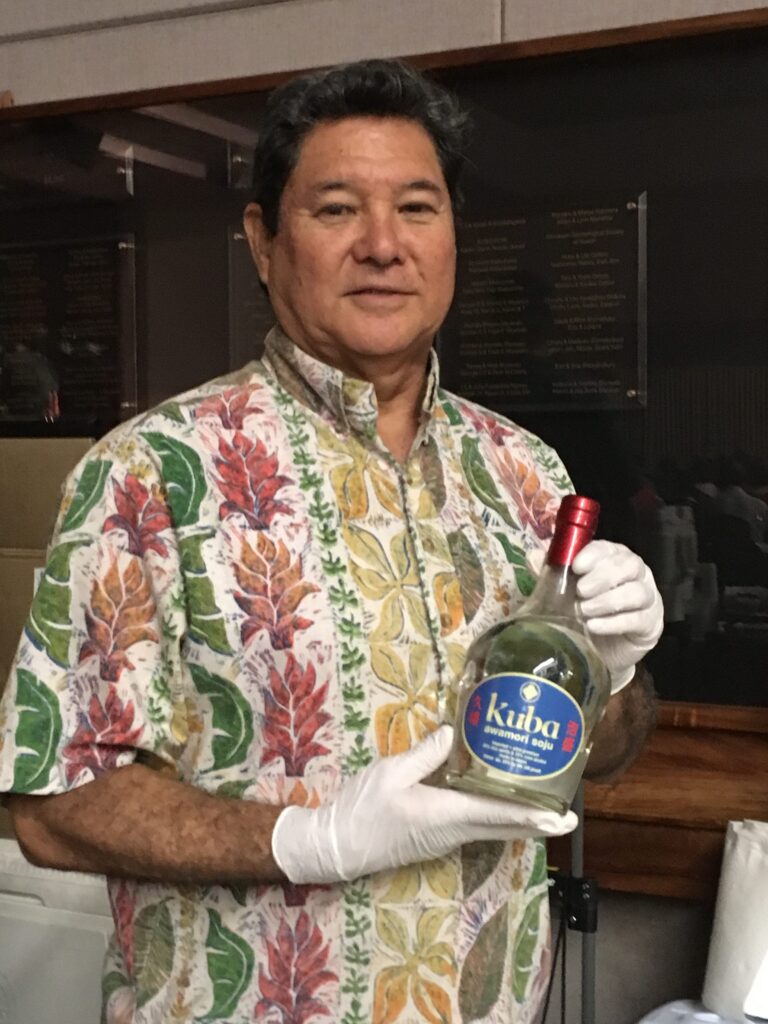 Randy Kuba and his signature Kuba Awamori.