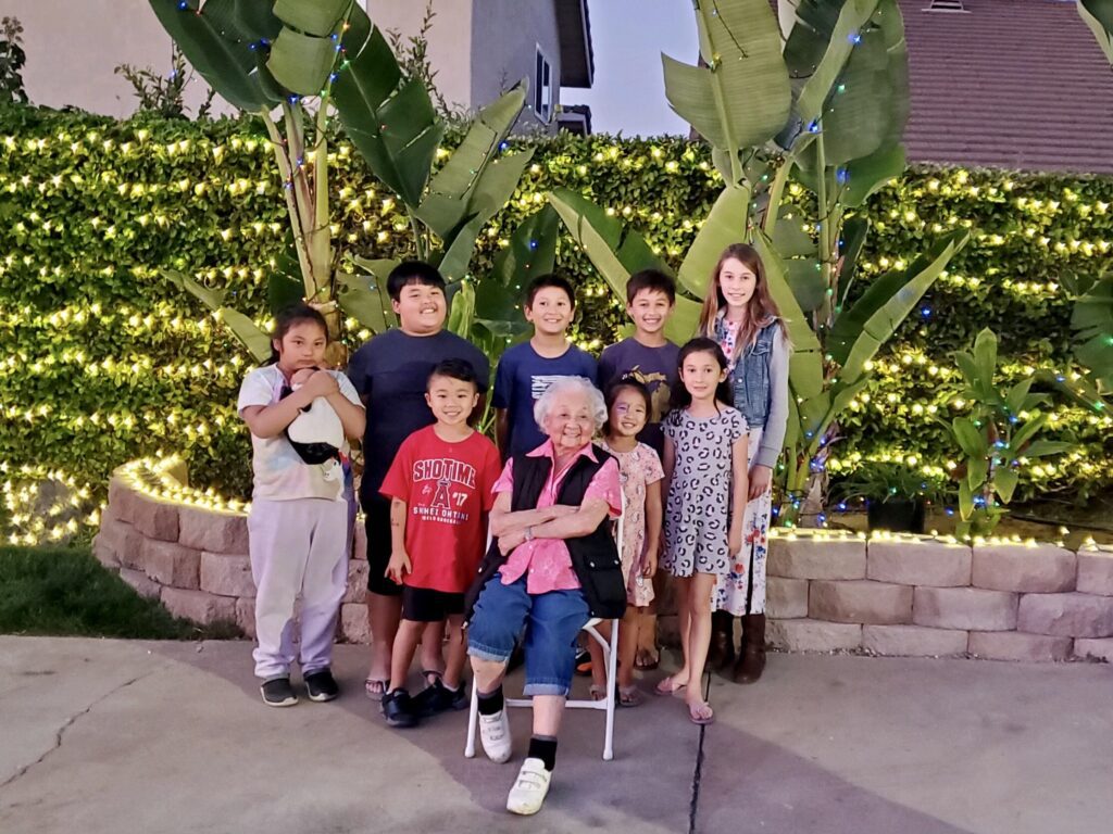 Stella with her great grandchildren