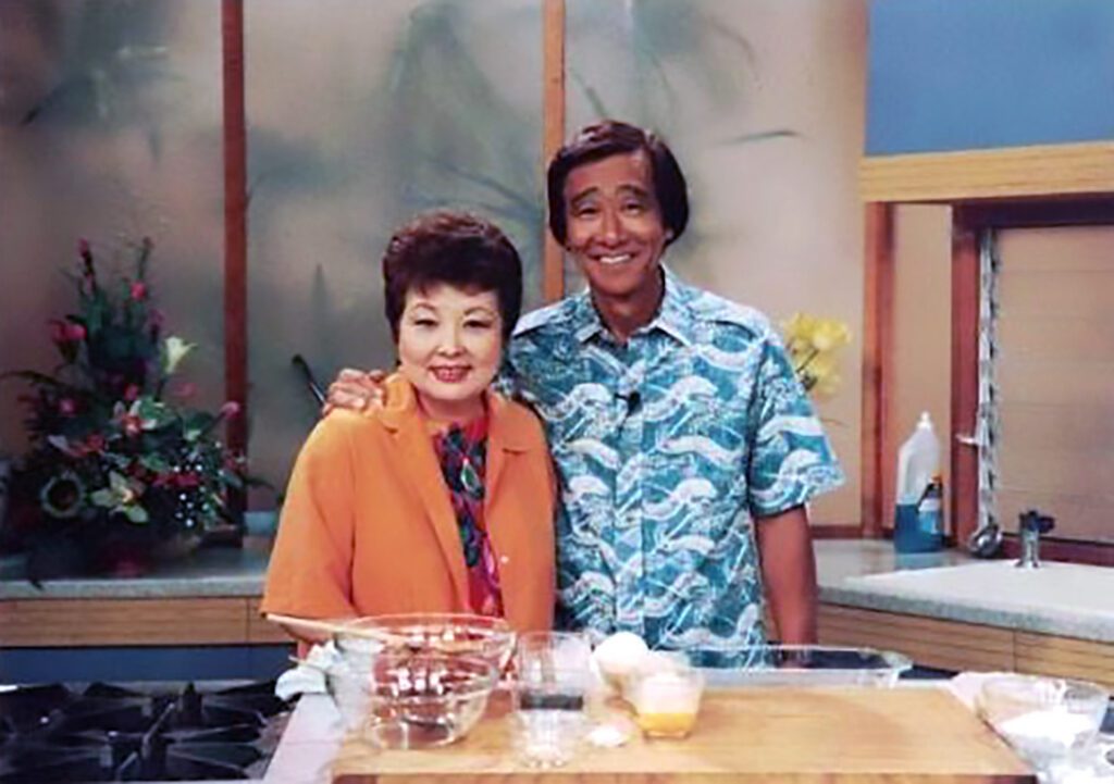 Muriel with Hari Kojima during one of her many appearances on his TV show, Hari’s Kitchen.