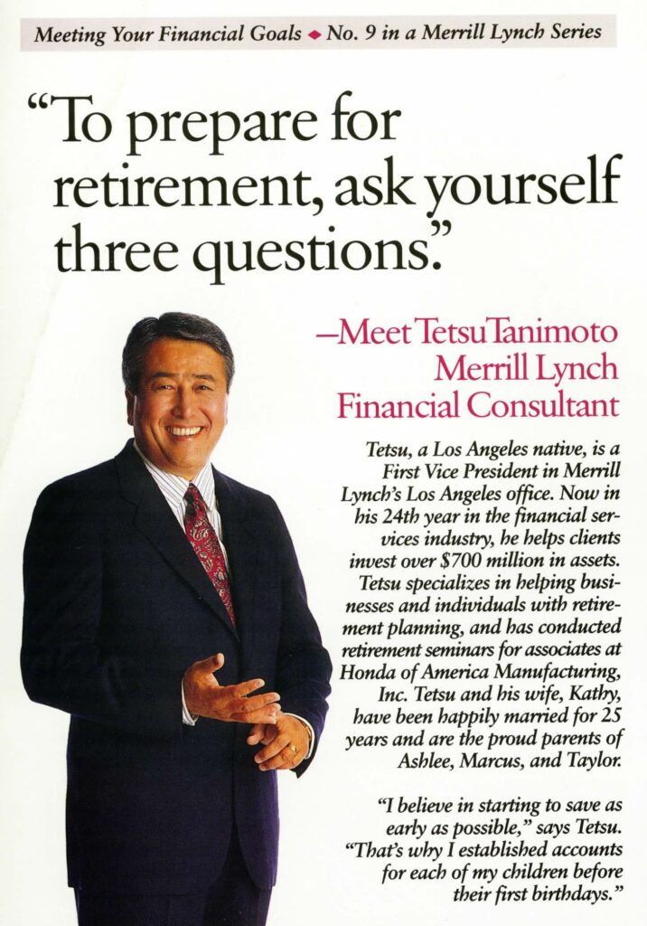 1993 - Time Magazine ad for Merrill Lynch that Tetsu was chosen for